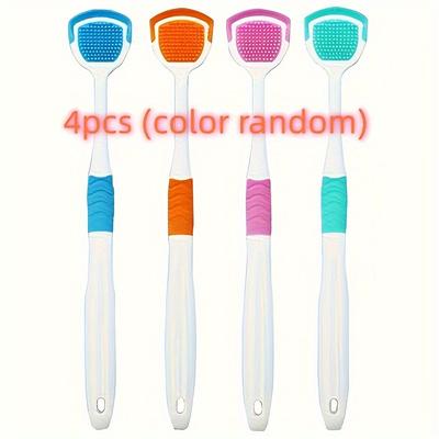 TEMU 4-pack Silicone Tongue Scrapers For Adults - Deep Cleaning Oral Care Tools, Alcohol-free, Helps Reduce Bad Breath & Residual Bacteria, Comfort Grip Design