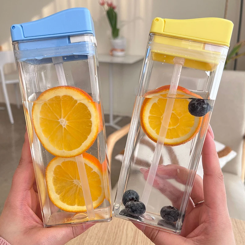 Begleitende Tasse Sport becher Netz rot flach tragbare quadratische Box transparente Wasser becher Mädchen hohes Aussehen horizontal rechteckig Image