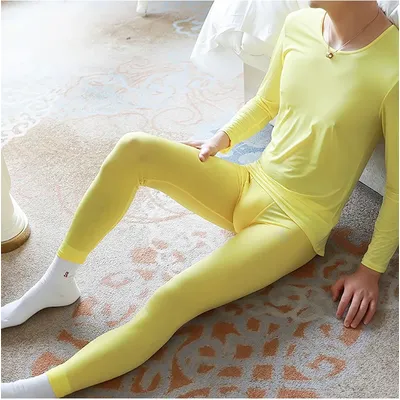 Schnell trocknende thermische Unterwäsche Männer dünne Sommer Eis Seide Jungen hochela tische Dessous Perspektive engen seidigen und rutschigen Boden Image