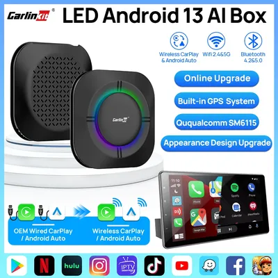 CarlinKit Andriod 13 Wireless CarPlay Android Auto AI Box SM6115 8-Core Split Screen Smart TV Box Für Netflix YouTube Play Store