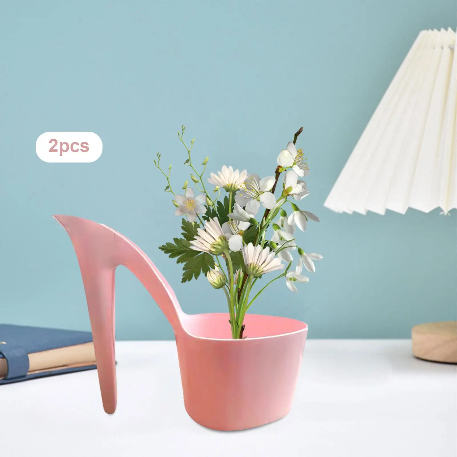 2x Blumentopf Dame Schuh Form Kunst Handwerk Ornament Geschenk Home Decor High Heel Form Tisch Ornamente Pflanze Kindergarten Topf Blumentöpfe