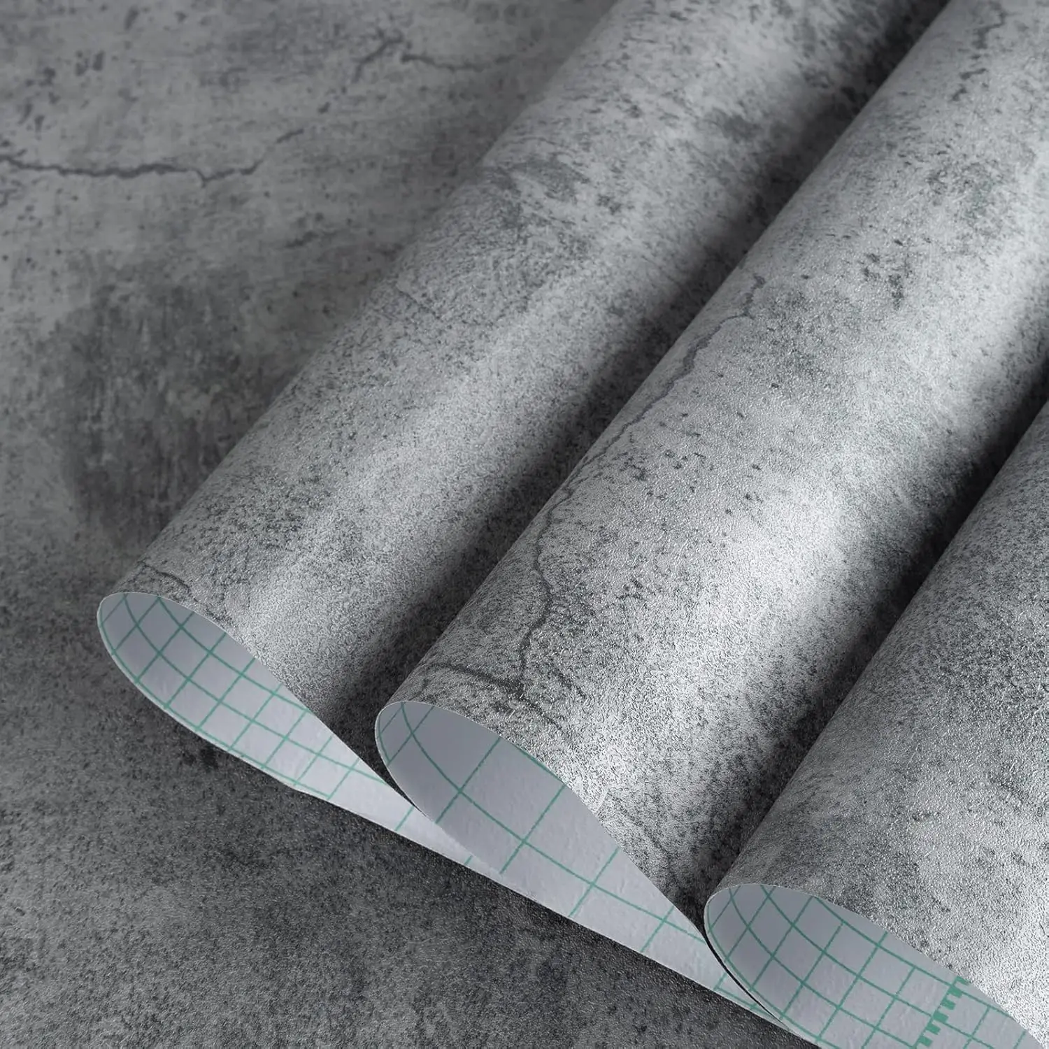 Betongraues Kontaktpapier für die Arbeitsplatte, Zement, industrielles Tapetenpapier, strukturierte, selbstklebende, wasserfeste Tapete für die Inneneinrichtung Image