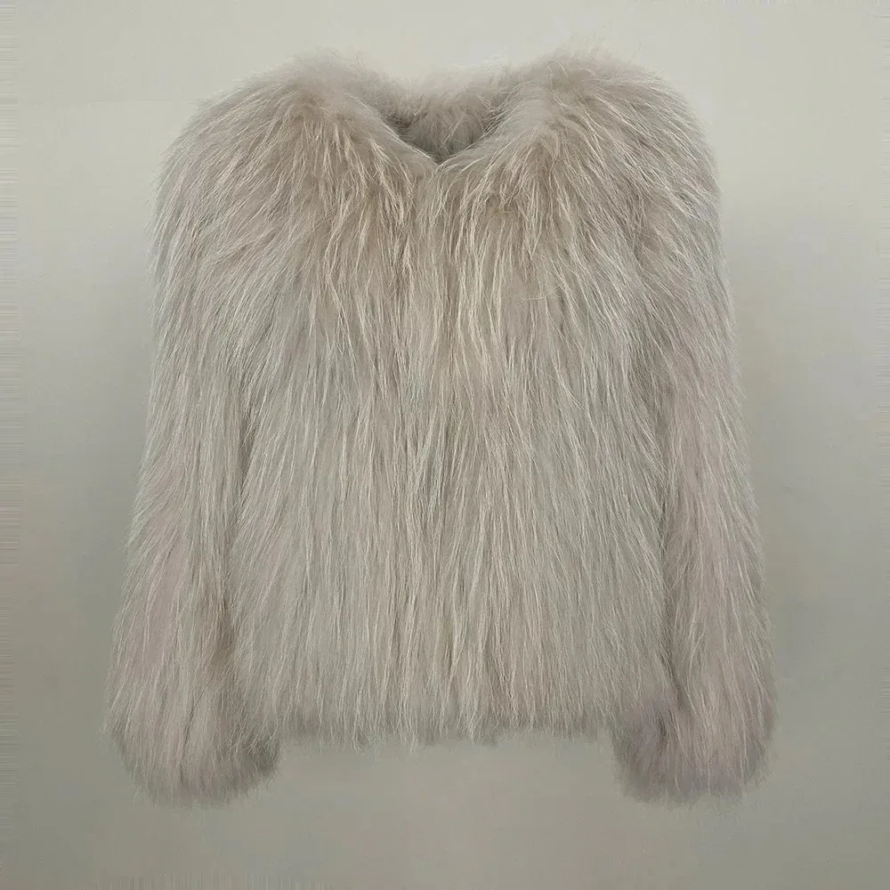 Neue natürliche Waschbärhaut für Herbst/Winter, doppelseitiges, modisches, verdicktes, gewebtes Leder für Damen, warmes Leder für den täglichen Pendelverkehr