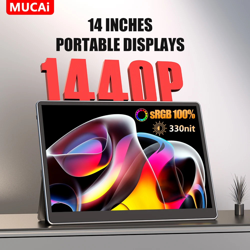 Mucai n140 14 Zoll 60Hz 2160*1440 Helligkeit 330cd/㎡ tragbarer Monitor geeignet für ps4/ps5/Laptops/Desktops/Telefone Image
