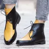 Mischfarben PU Leder Stiefeletten Frauen Herbst Spitze Zehen Lace Up Casual Schuhe Komfort Damen Arbeiten Kurze Botas Plus größe 35-43