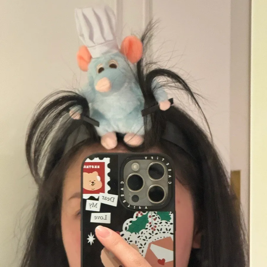 Ratatouille Maus Kopf Haarband Capybara Lustige Plüsch Haar Hoop Halloween Dekor Capybara Frauen Haar Band Make-Up Kopfschmuck Haarnadel Image