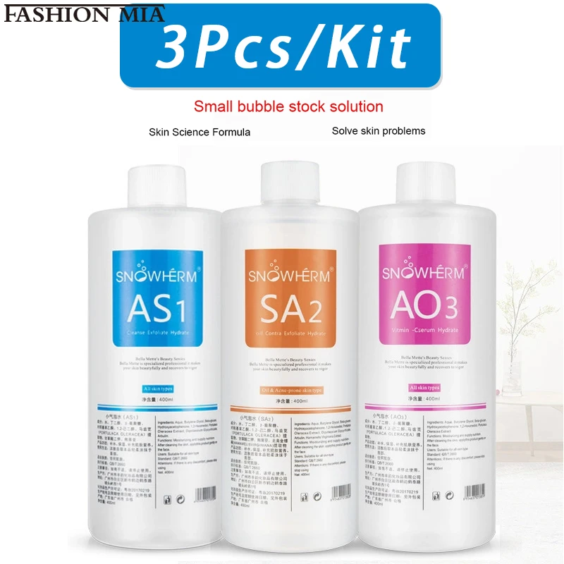 3 Stück/1200 ml Aqua Peel Solution AS1 SA2 AO3 Gesichtsdermabrasion Hautpflege Tiefenreinigung Gesichtsserum Korea Bubble Solution Image