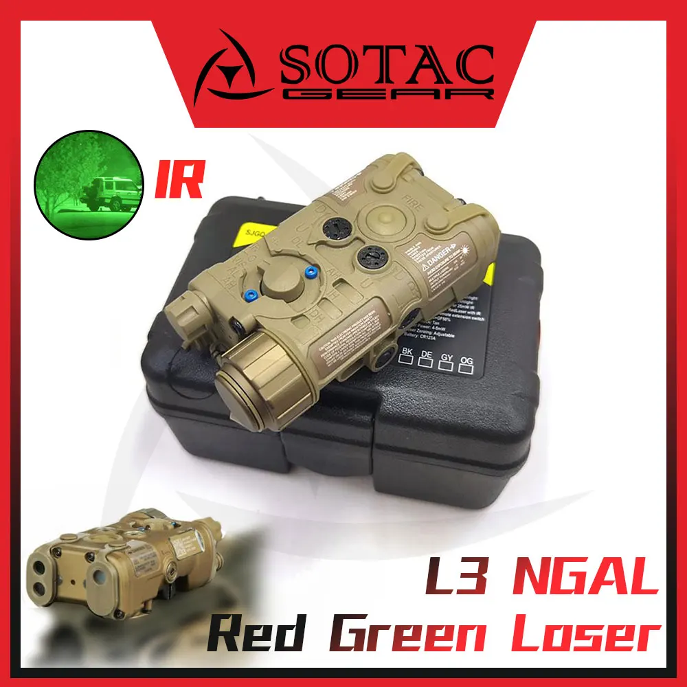 SOTAC L3 NGAL Taktische Rot Grün Laser Zielen Anblick IR Led Beleuchtung Jagd Taschenlampe Wea-on Licht Fit 20mm Schiene Image