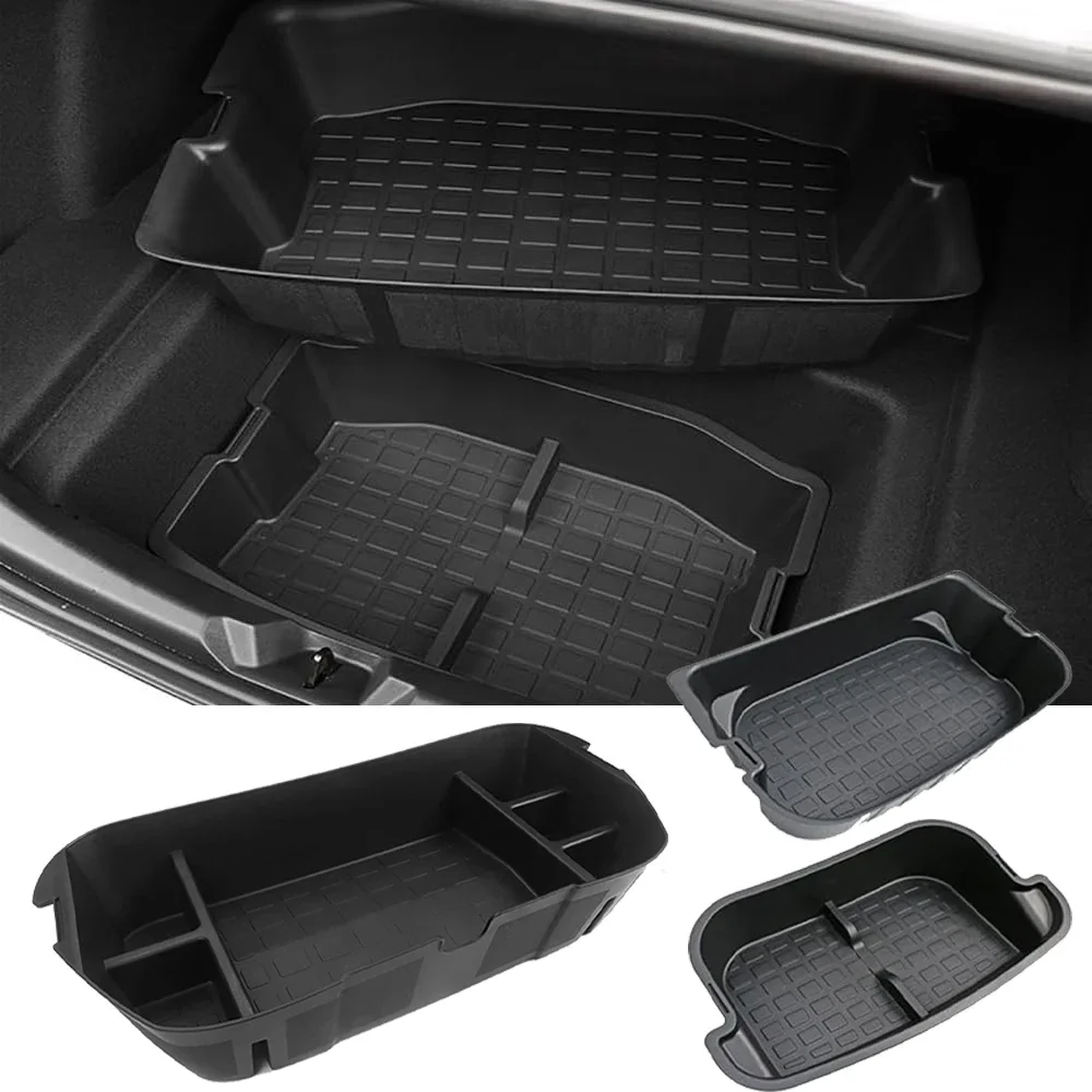 Frunk Storage Organizer Tray Rear Trunk Obere und untere hintere Aufbewahrungsbehälter Boxen für Tesla Model Y 2020–2024 Zubehör Image