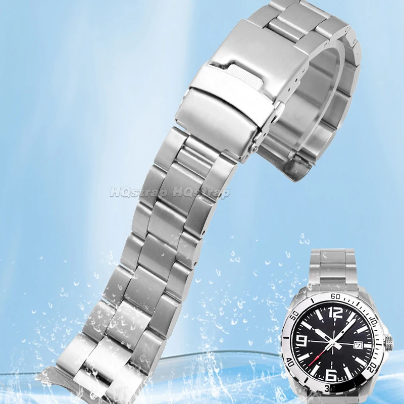 22mm Uhren armband Metall für Casio MDV107 MDV106 Silber Edelstahl armband für Casio Double Press Falt schnalle Armband Image