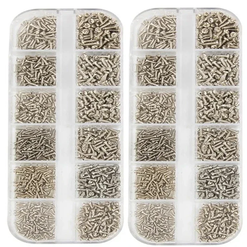 Rundkopf-selbstschneidendes Schrauben-Set, Mikro-Brille, PC-Schrauben, elektronisches kleines Holzschrauben-Set, Sortiment M1, M1,2, M1,4, M1,7, 1200 Stück Image