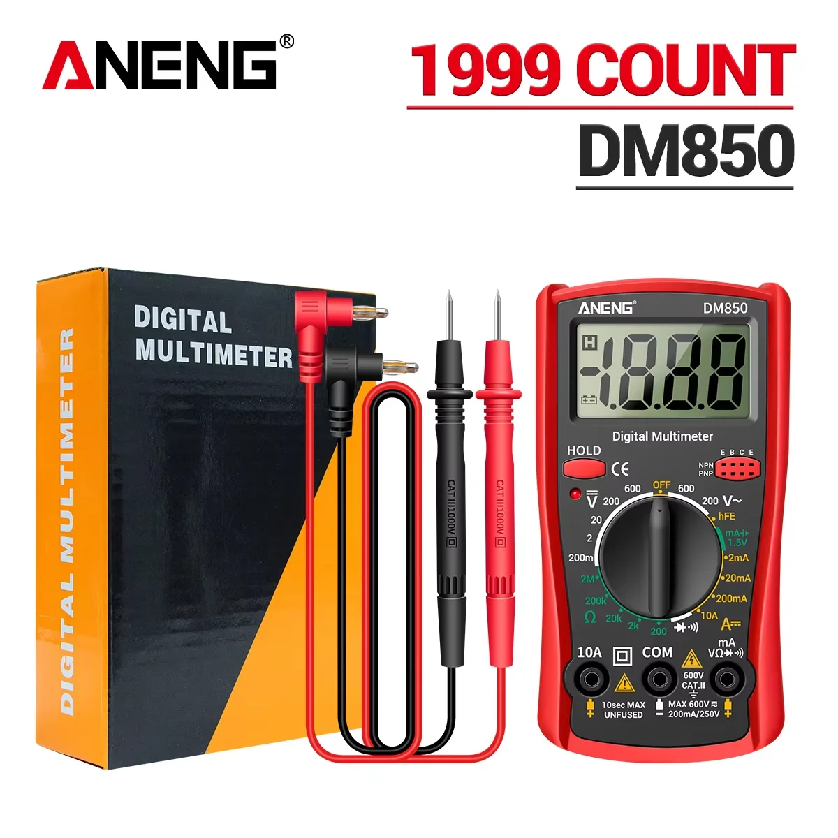 ANENG DM850 Automatisches Digitalmultimeter, professionelles Multimetro, AC/DC-Spannungsprüfer, 1999, zählt Ohm, Amperemeter, Elektrowerkzeuge Image