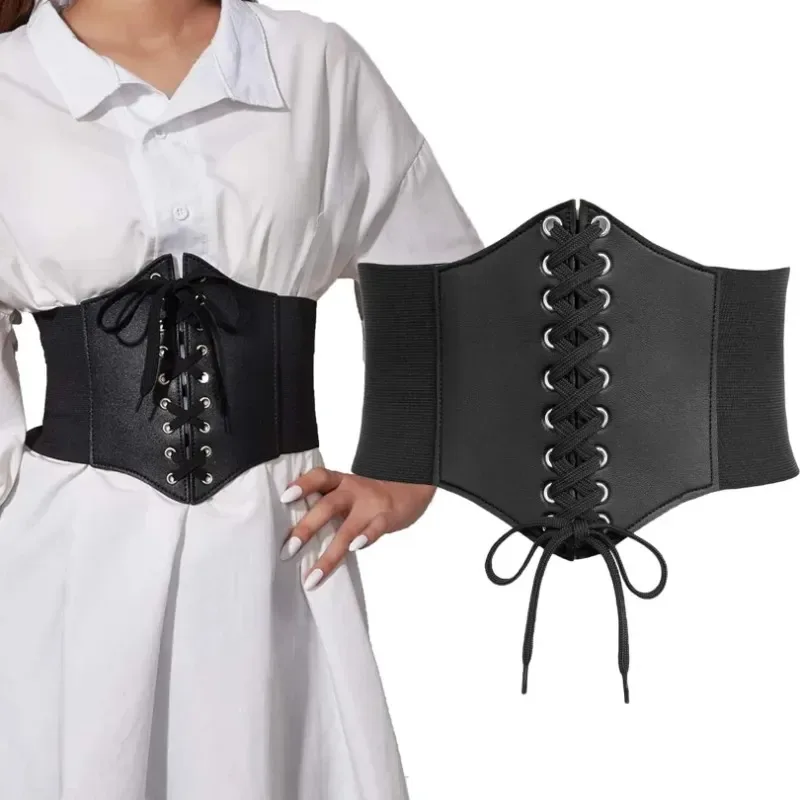 Frauen Korsett Gürtel Gothic Mode PU Leder Weibliche Spitze-up Korsett Gürtel Abnehmen Taille Vintage Korsett Schwarz Breiten gürtel für Mädchen Image