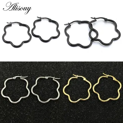 Alisouy 2PC 3 Farbe Punk Stil Geometrische Hoop Ohrringe Für Frauen Erklärung Schmuck Mode Metall