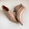 LAIGZEM MODE Frauen Stiefeletten Aus Echtem LEDER Seite Zip 4,5 CM Kitten Heels Booties Damen Schuhe