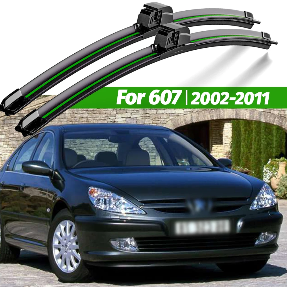 Scheibenwischer LHD Frontwischerblätter für Peugeot 607 2002–2011 Windschutzscheibe Windschutzscheibe sauberes Fenster Auto Regenbürsten Natur 26"+22" Image