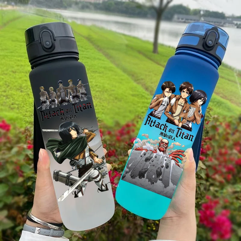 650 ml Angriff auf Titan Wasser Flasche Kunststoff Matt Große Kapazität Trinkbecher Tragbare Outdoor Sport Wasser Tasse kinder Geschenk Image