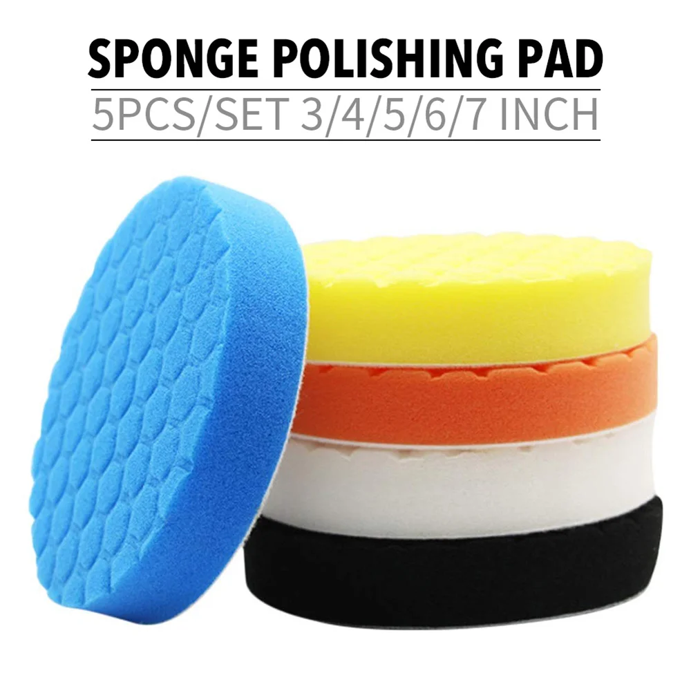 3/4/5/6/7 zoll Auto Polieren Pad Kit Polieren Puffer Schwamm Polieren Pad Selbst-Kleber Polieren Rad Auto Detaillierung Wachsen Schwamm Image