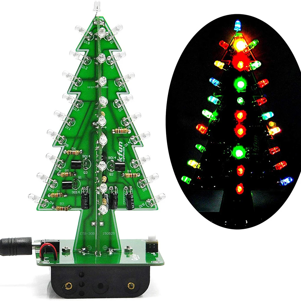 DIY Weihnachts baum LED Flash Kit 3D elektronische Lernset 3 Farbe rot/grün/gelb blinkend LED PCB Löt werkzeuge Zubehör Image