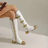 Große Größe Mode Kniehohe Stiefel Frauen Coss Spielen Schuhe Herbst Winter frauen Hohe Stiefel Schwarz Weiß Gold Chinesischen knoten Schuhe
