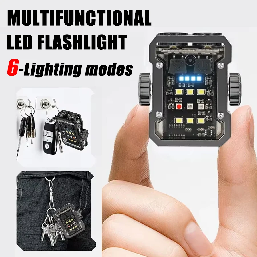 Mini-Schlüsselbund-Taschenlampe mit Magnet USB C wiederauf ladbare edc tragbare Clip-On-Taschenlampe 6 Modi Outdoor-Camping wasserdicht Image
