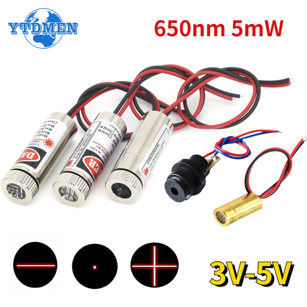 1 Stück 650nm 5mw roter Punkt/Linie/Kreuz laser modul Kopf glas linse fokus sierbarer Fokus einstellbare Laserdiode Industrie klasse Image
