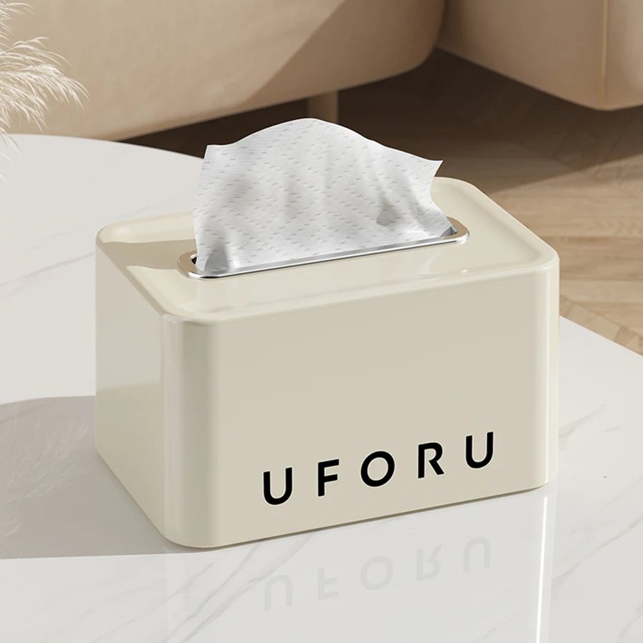 UFORU Frühling Papier Handtuch Box Haushalt Wohnzimmer Tisch Papier Box, kreative Persönlichkeit hochwertige leichte Luxus Desktop-Box
