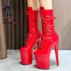 Nachtclub Frauen Pole Dance Stiefel 20cm High Heels 8 Zoll Plattform sexy Stripper rote Schuhe