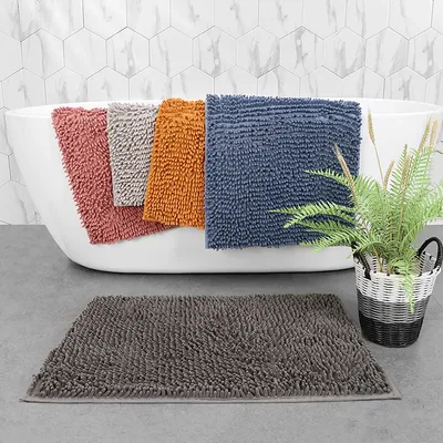 Non-Slip Shaggy Bathroom Rug - Soft,Thick Chenille Plush Bath Mat with PVC Backing,Woven Bath Rug,Quick Dry,Durable.0.79inch