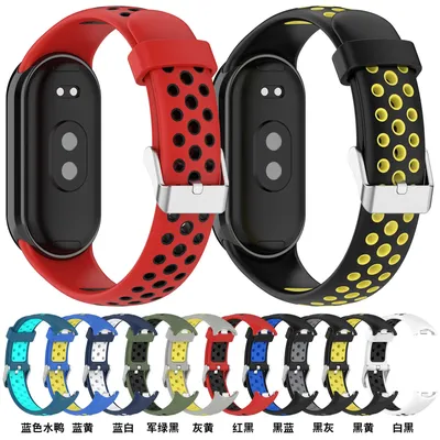 Für Xiaomi Band 9 8, Silikon-Uhrenarmband, zweifarbig, atmungsaktiv, Smart-Armband, Ersatzarmband Image