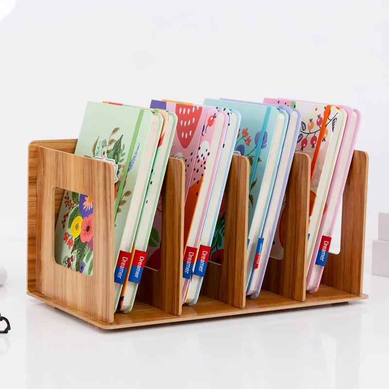 Desktop-Regal für Studenten, Buchständer, einfaches Desktop-Bücherregal, DIY, kreatives CD-Rack, DVD-Rack aus Holz, Büro-Organizer