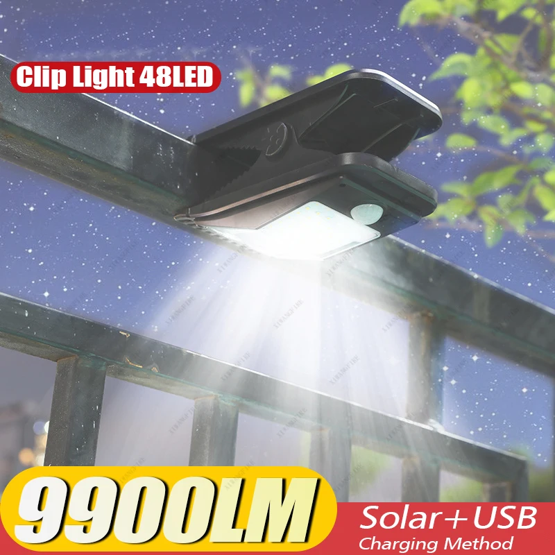 YD-18 Solar Clip Licht Im Freien Tragbare Wasserdichte Körper Sensor Lampe Hof Garten Lampe Terrasse Hause Camping Wand Lichter