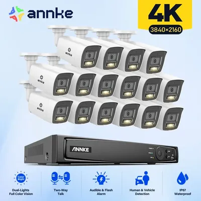 ANNKE 16CH 8MP POE Sicherheit Kamera System Zwei-wege Audio 4K NVR Kit CCTV Outdoor 16PCS IP Kamera H.265 + Video Überwachung Set