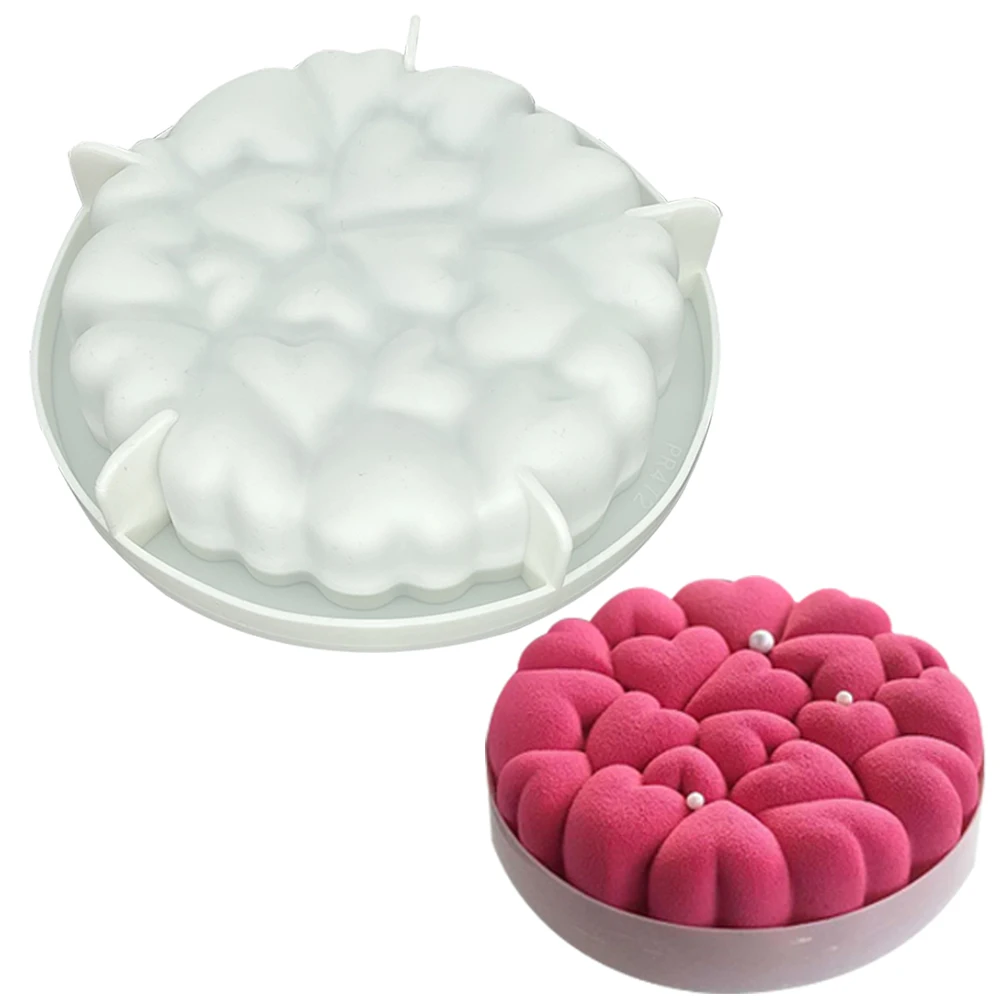 Rundes Herz Silikon Kuchen form Mousse Schokolade Dessert Backform Liebe Formen Valentinstag Hochzeit Gebäck Pfanne Back geschirr Image