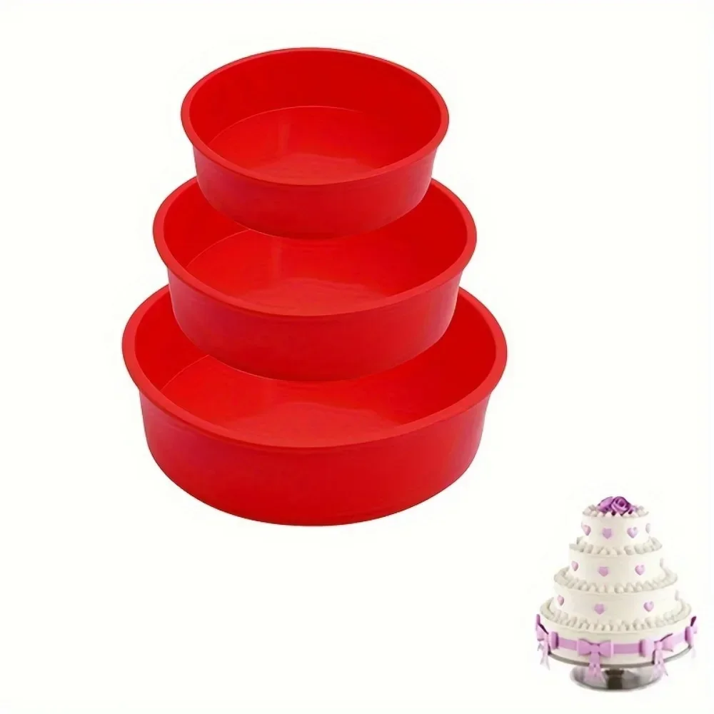 3 teile/satz Silikon Kuchen Form 4/6/8 zoll Runde Backform Küche Silikon Antihaft Backformen wiederverwendbare Kuchen Pfannen Backen Werkzeuge Image