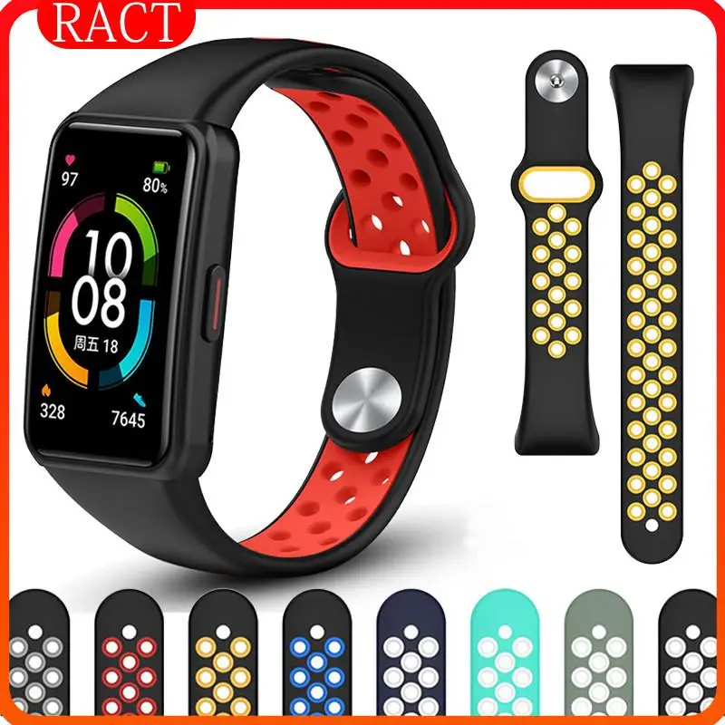 Silikon Strap Für Huawei Band 7 6 huawei band 6 Pro Smartwatch Ersatz correa Atmungsaktive Sport armband Honor Band 6 Strap Image
