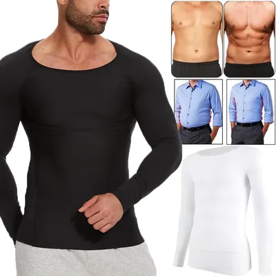 Unterhemd Bauch flache Shape wear Kompression hemden für Männer Langarm abnehmen Bauch Kontrolle Taille Trainer Body-Shaper Image