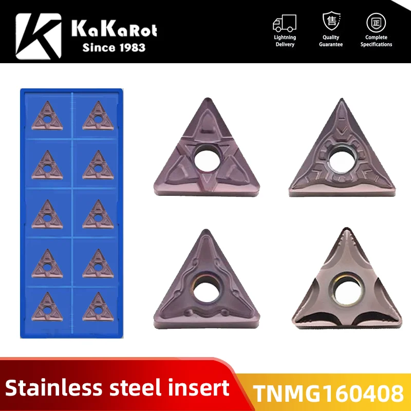 Kakarot edelstahl cnc dreh klinge TNMG160404-OMM TNMG160408-OMM TNMG160412-OMM dreh werkzeug einsatz klingen Image