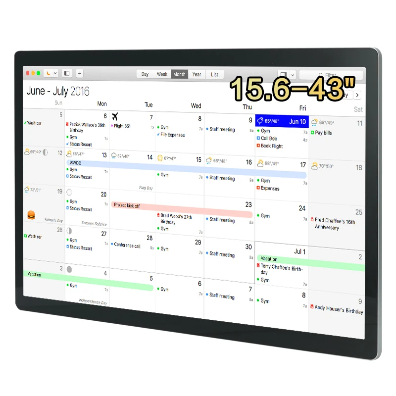 TouchWo 15,6-43 Zoll Touchscreen-Digitalkalender und Aufgabentabelle, intelligenter elektronischer Kalender für Arbeit und Familienplan Image