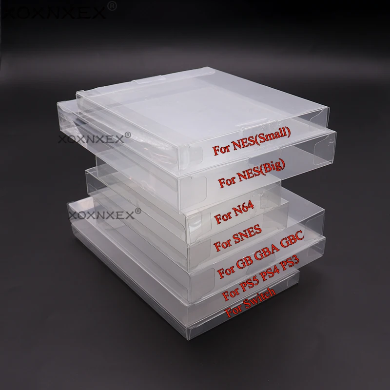 XOXNXEX Klare, transparente Spielkassettenbox, CIB-Spiele, Kunststoff-PET-Schutz für N64 NES SNES für GB GBA GBC NGPC Switch Image