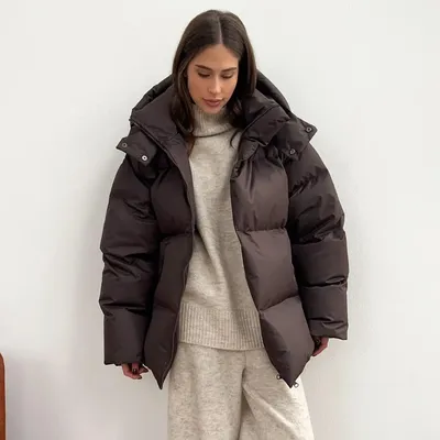 Talenza Women's Winter Cotton Jacket Loose Parka Retro Bakery Jacket Casual Hooded Women's Warm Cotton Down Jacket Parka Top