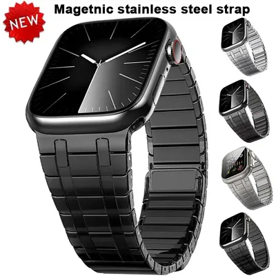 Magnetisches Edelstahlarmband für Apple Watch Ultra 2 Band 49 mm 42 mm 44 mm Metallarmband IWatch Serie 9 8 7 6 SE 5 4 45 mm Gehäuse Image