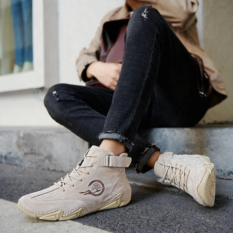 Brand's New Autumn Herrenschuhe sind rutschfeste, verschleißfeste Low-Top-Casual-Motorradstiefel, modische High-Top-Arbeitskleidungsschuhe