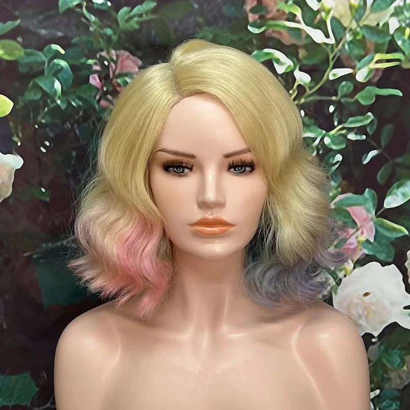 Anime-Perücke, Cosplay, synthetisches Haar, gefärbte Perücke, lockiges Haar, süß Image