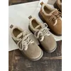 Careaymade-Echt leder Damen stiefel Pelz Schneeschuhe mit Fell, Vintage warme Leder Brötchen Schuhe, Winter Haken Low Top Damenschuhe