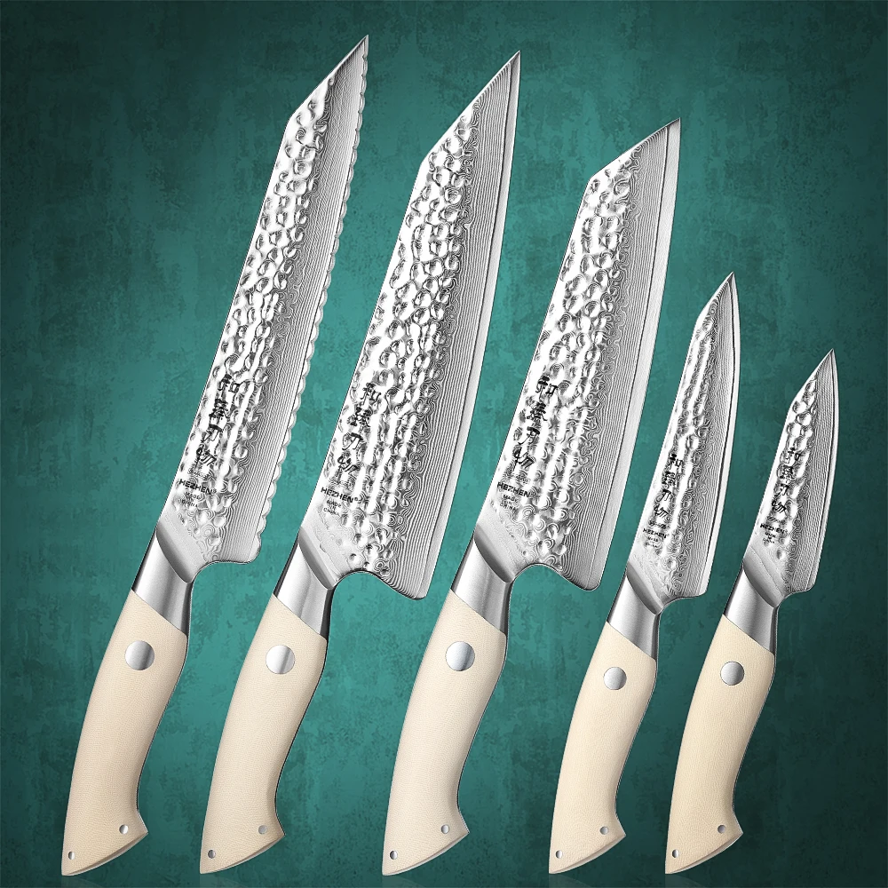 Hezhen 1pc oder 5pc Messerset Kochmesser 67 Schichten Damaskus Stahl Küche Santoku Messer Kochute nsilien Besteck Image