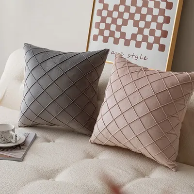 Funda Cojines de 45x45 Wohnzimmer Sofa dekorative Kissen bezug weichen Samt Plaid Kissen bezug Image