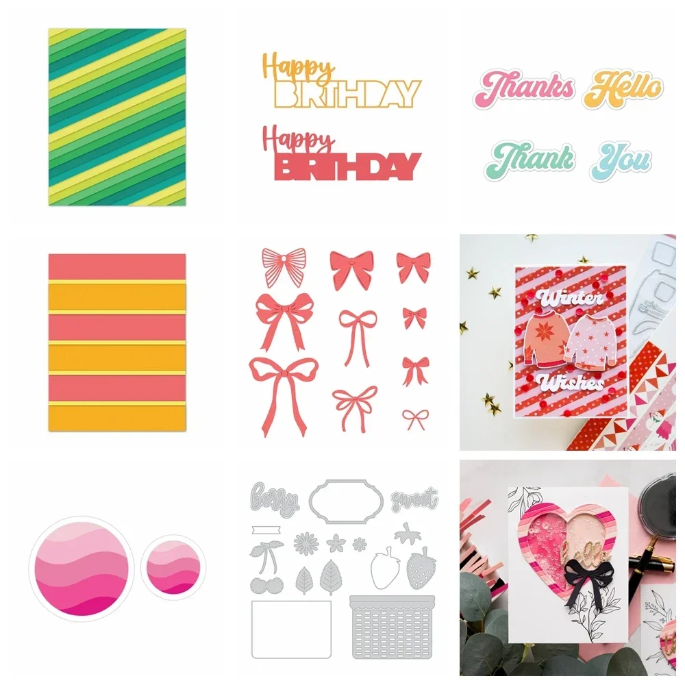 Kreis Streifen Linie Hintergrund Metall Schneidwerk zeuge alles Gute zum Geburtstag Dank Worte gemischt stirbt für DIY Scrap booking Papier Karte Handwerk Image