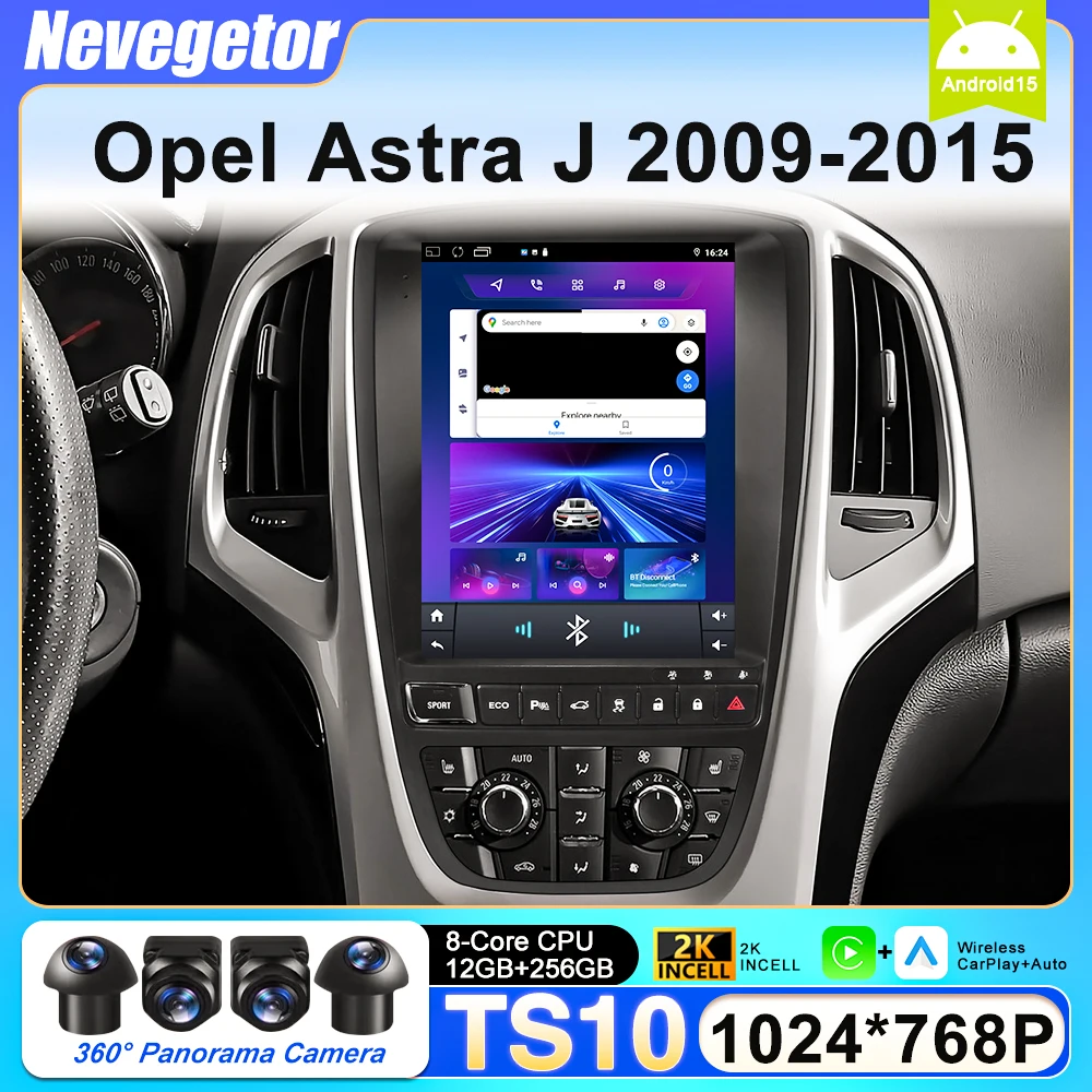 9,7 zoll Für Opel Astra J 2009-2015 Android 15 Auto Radio Multimedia Video Player GPS Tesla Modell drahtlose android Auto WIFI 4G Image