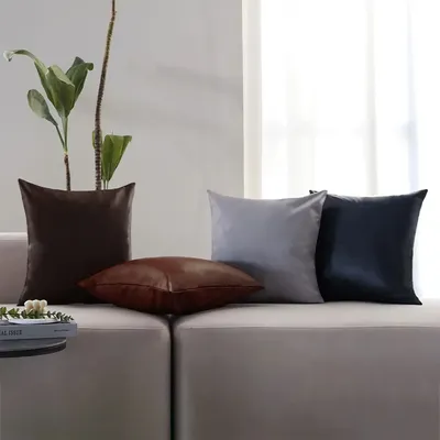 Funda Cojines De 45x45 PU Leder Dekorative Kissen Abdeckung Nordic Stil Wohnkultur Wohnzimmer Sofa Werfen Kissen Abdeckung einfach Image